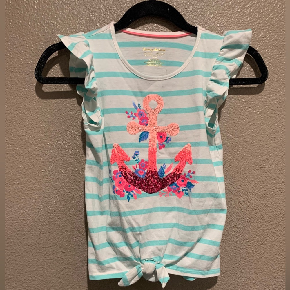 striped anchor top with front tie